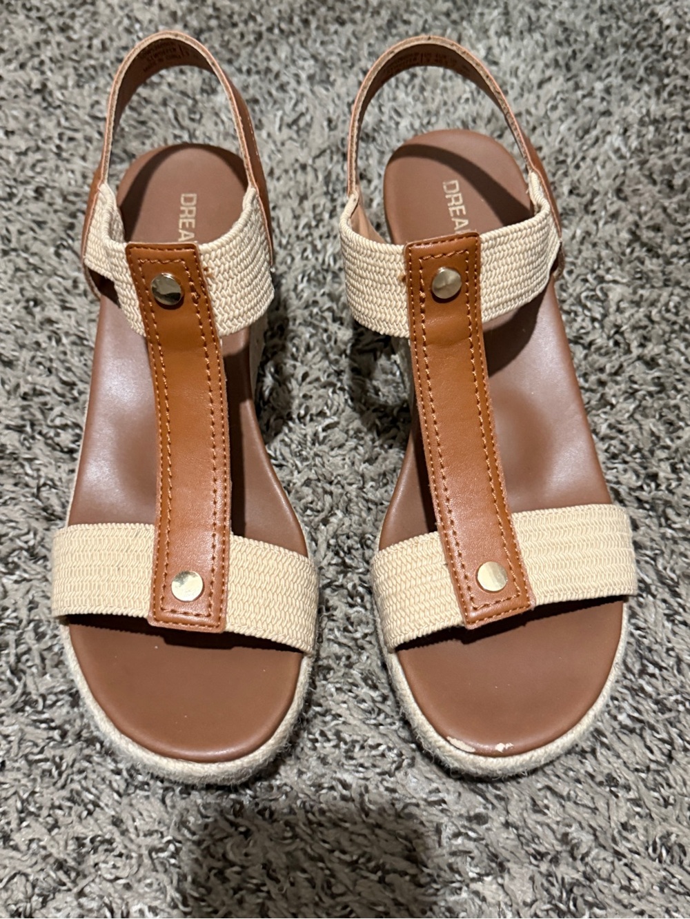 DREAM PAIRS Woven Espadrille Sandals – Tan and Brown size 9